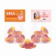Chuches Corazones de Melocotón en Bolsita de Celofán con Topcard Personalizada para San Valentín
