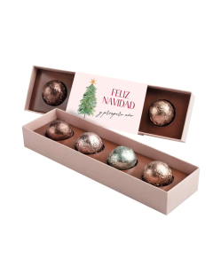 CAJA ALARGADA CON ESFERAS DE PRALINÉ PARA NAVIDAD