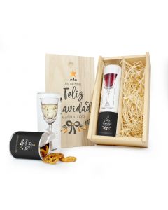 CAJA MADERA VINO Y APERITIVOS