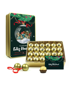 Calendario de adviento rellenable personalizado en caja metálica