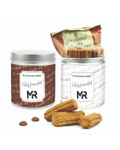 Kit de chocolate caliente con churros en bote personalizado