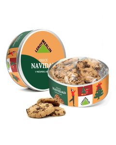 Lata con galletas de chocolate en lata personalizada - Navidad impresión tapa