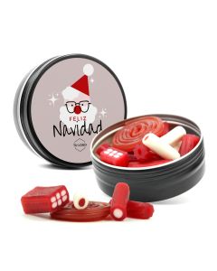 Regalices rojo-blancos en lata aluminio Navidad