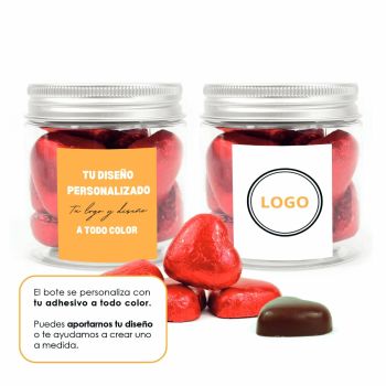 Botecito Pet Personalizado con Corazones de Chocolate para Detalle de San Valentín