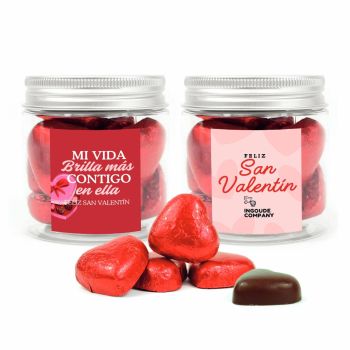 Botecito Pet Personalizado con Corazones de Chocolate para Detalle de San Valentín