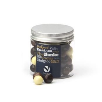 Bolas crujientes chocolates para Navidad en botecito granda