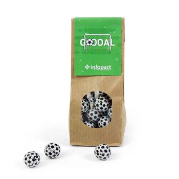 Bolsa kraft con chocolate de fútbol personalizado