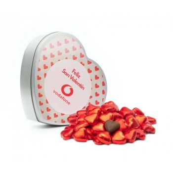 Bombones corazón de chocolate en lata personalizada San Valentín