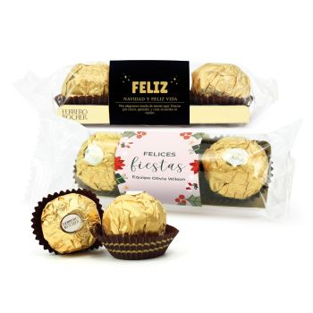 Bombones de chocolate Navidad Ferrero Rocher 4 uds personalizados