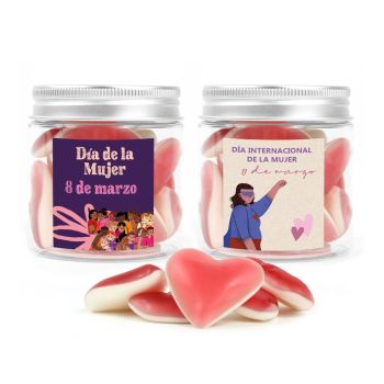 Bote personalizado con corazones para Día de la Mujer