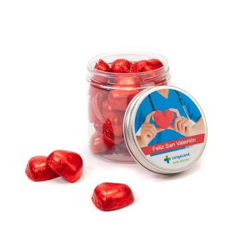 Botecito Pet con corazones de chocolate-San Valentín