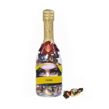 Botella de cava personalizada con bombones