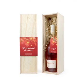 Botella de vino con caja madera personalizadas