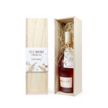 Botella de vino con caja madera personalizadas