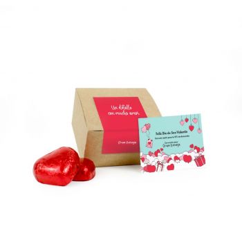 Cajita bombones corazones con tarjeta