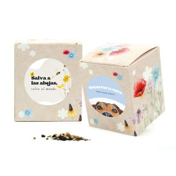 Cajita personalizada con kit de mix de flores
