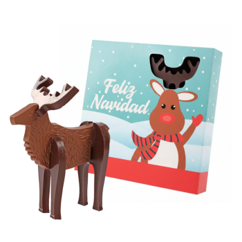 Chocolate navidad forma Alce 3D en caja personalizada