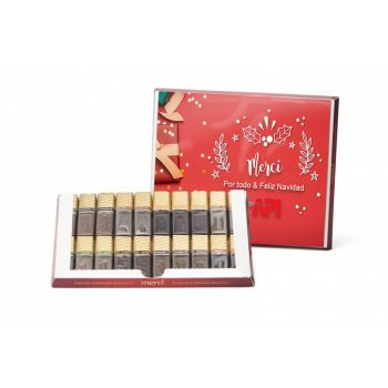 Chocolatinas Merci  en caja con tajeta de navidad personalizada