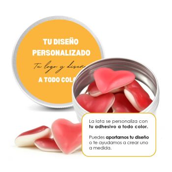 Chuches Corazones de Goma en Latita de Aluminio Personalizada para San Valentín