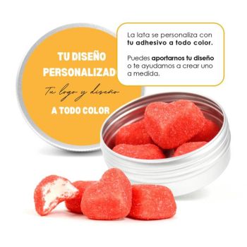 Chuches Corazones Azucarados en Latita de Aluminio Personalizada para San Valentín