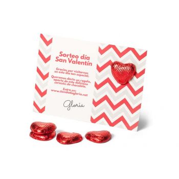 Corazón de chocolate con tarjetón San Valentín