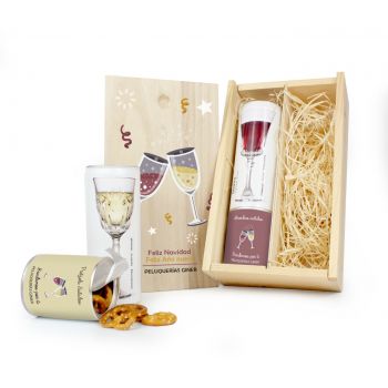 CAJA MADERA VINO Y APERITIVOS