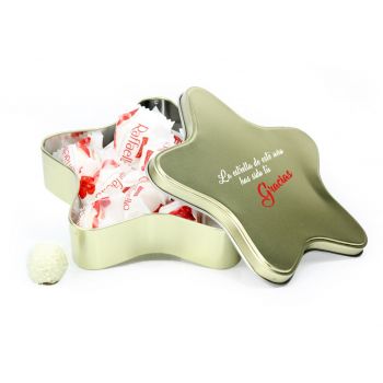 Estrella metálica de navidad con bolas de nieve Raffaello