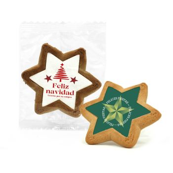 Galleta estrella navidad personalizada flowpack