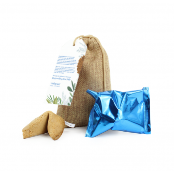 Galletas de la suerte en bolsita yute personalizada (2 uds)