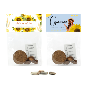 Girasol en bolsa de celofán