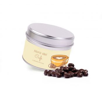 Granos de café chocolate en latita personalizada
