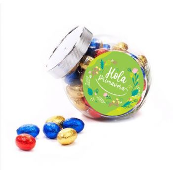 Huevos de Pascua en caramelera de cristal