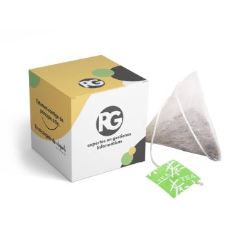 Pirámide de té en cajita personalizada