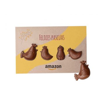 Tarjetón Pascua personalizado con figuras chocolate