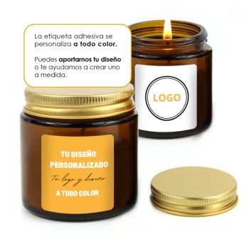 Vela en Tarrito de Cristal con Tapa y Etiqueta Personalizada para San Valentín