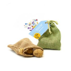 Bombas de semillas flores en saco yute
