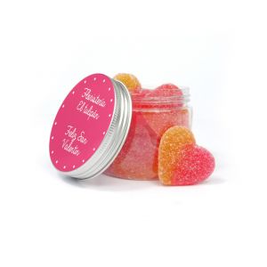 Bote con corazones fresa-melocotón San Valentín