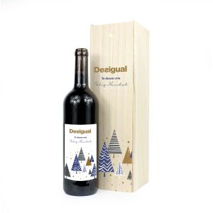 Botella de vino con caja madera personalizadas