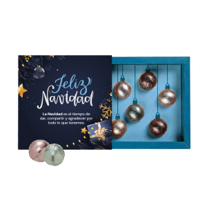 Caja personalzada con bolas de navidad praliné