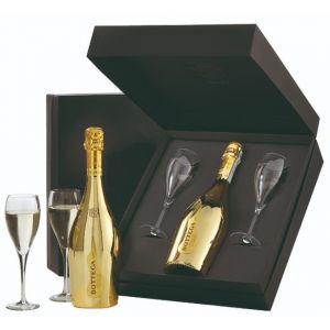Caja regalo navidad brindis de oro personalizado
