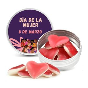 Corazones en latita personalizada para el Día de la Mujer 8M