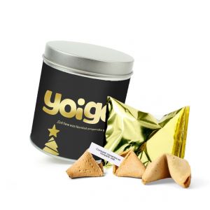 Galletas navideñas de la fortuna (2 uds) en lata personalizada