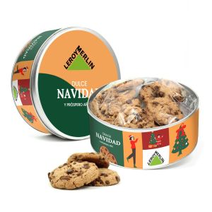 Lata con galletas de chocolate en lata personalizada - Navidad impresión tapa