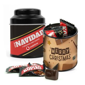 Latita cúpula con caramelos personalizada para Navidad