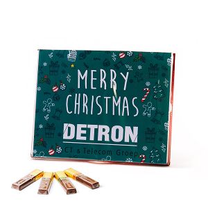 Merci chocolate en caja con tarjeton personalizada  400 gr