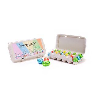 Mini huevera con 18 huevos de chocolate para Pascua