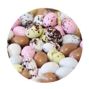 Mini huevos codorniz de cereal y chocolate para Pascua