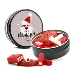 Regalices rojo-blancos en lata aluminio Navidad
