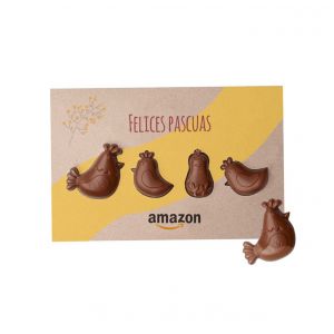 Tarjetón Pascua personalizado con figuras chocolate