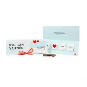 Tarjeta personalizada con chocolate para San Valentín
